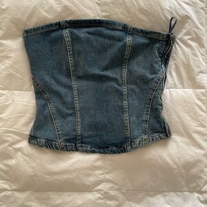 Zara Women's Blue Denim Corset Top